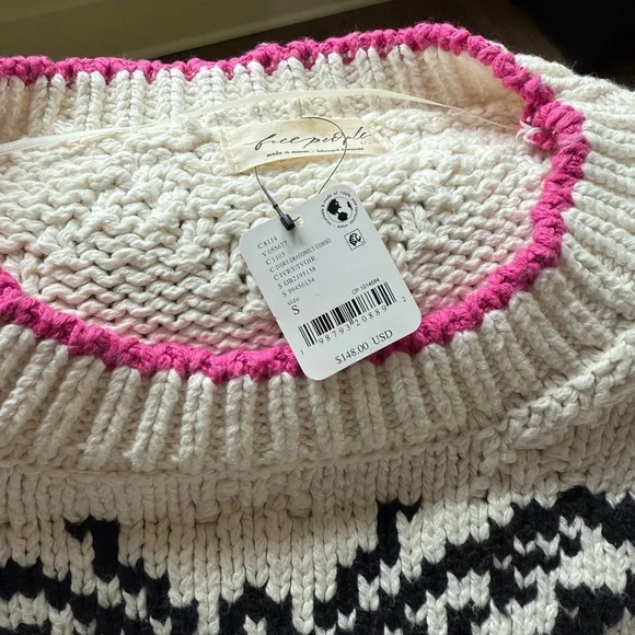 Free People White and Black Dragonfly Sweater - Picture 2 of 4